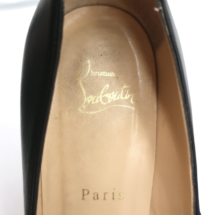 Christian Louboutin Bianca 120 Platform Pumps Black Leather Size 38