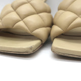 Bottega Veneta Padded Mules Beige Quilted Leather Size 36 Open Toe Heels
