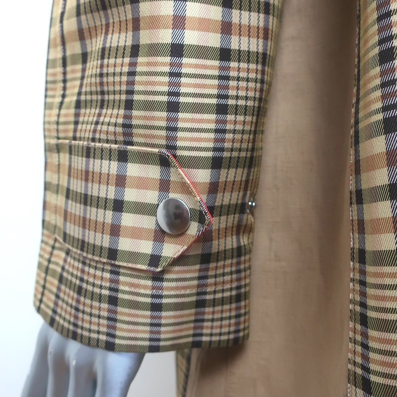 Celine by Phoebe Philo Mackintosh Waterproof Plaid Coat Beige Size 36