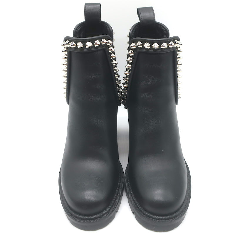 Christian Louboutin Capahutta 70 Spiked Chelsea Boots Black Leather Size 36