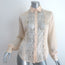 Peter Soronen Blouse Beige Lace-Paneled Silk Size 6 Long Sleeve Top