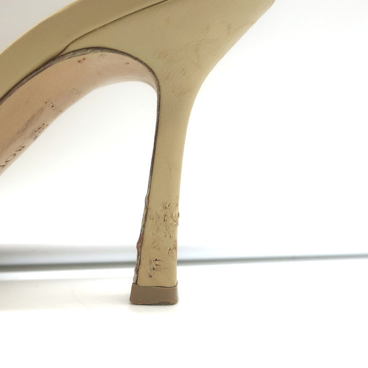 Bottega Veneta Padded Mules Beige Quilted Leather Size 36 Open Toe Heels