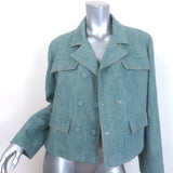 Bottega Veneta Double Breasted Chambray Denim Jacket Light Blue Size 46