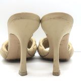 Bottega Veneta Padded Mules Beige Quilted Leather Size 36 Open Toe Heels
