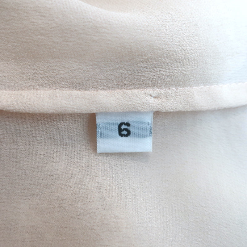 Peter Soronen Blouse Beige Lace-Paneled Silk Size 6 Long Sleeve Top