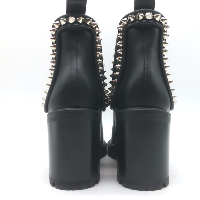 Christian Louboutin Capahutta 70 Spiked Chelsea Boots Black Leather Size 36