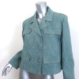 Bottega Veneta Double Breasted Chambray Denim Jacket Light Blue Size 46