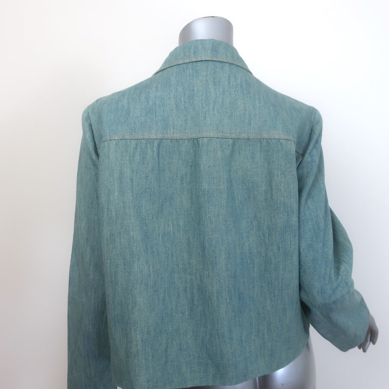 Bottega Veneta Double Breasted Chambray Denim Jacket Light Blue Size 46