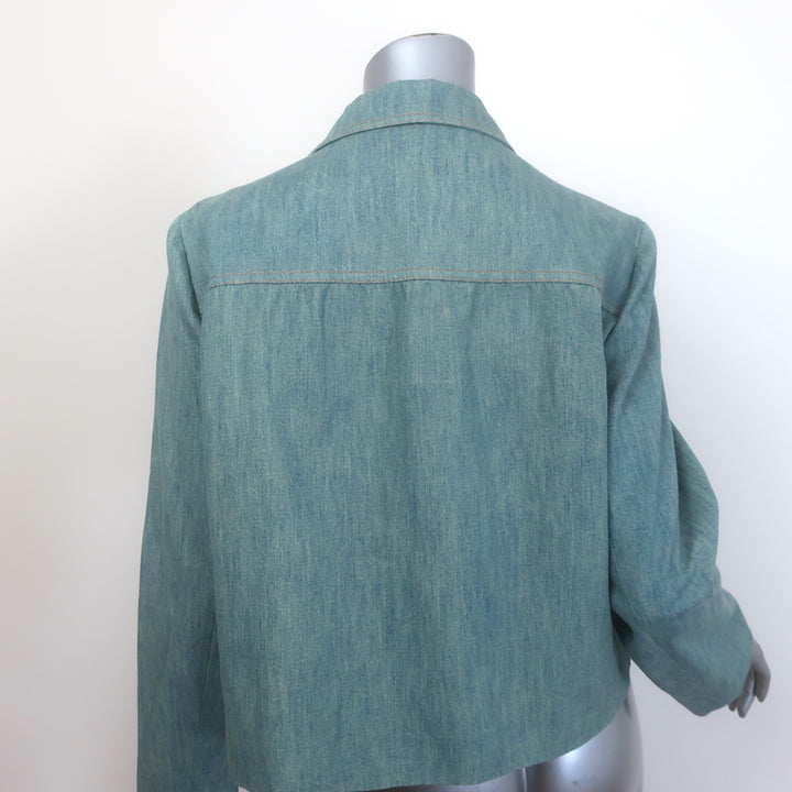 Bottega Veneta Double Breasted Chambray Denim Jacket Light Blue Size 46