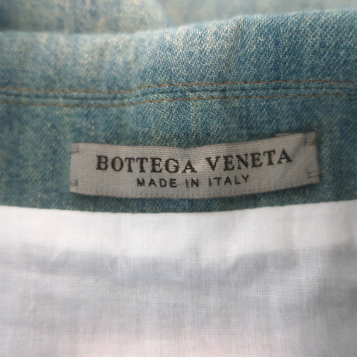Bottega Veneta Double Breasted Chambray Denim Jacket Light Blue Size 46