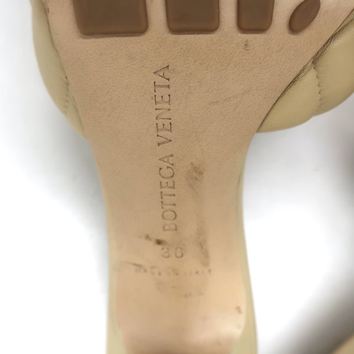 Bottega Veneta Padded Mules Beige Quilted Leather Size 36 Open Toe Heels