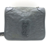 Saint Laurent Niki Wallet on Chain Dark Gray Matelasse Leather Mini Crossbody