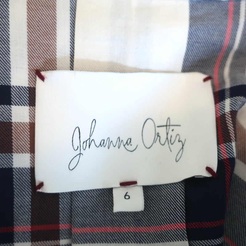 Johanna Ortiz Ruffled Trench Coat Memoria Del Viento Cream Plaid Size 6