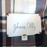 Johanna Ortiz Ruffled Trench Coat Memoria Del Viento Cream Plaid Size 6