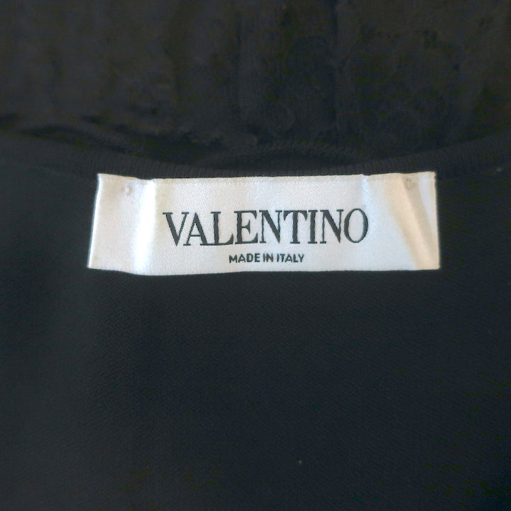 Valentino Tiered Ruffled Stretch Knit &amp; Lace Sleeveless Dress Black Size Medium