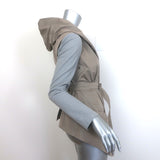 Brunello Cucinelli Mixed Media Hooded Belted Jacket Taupe/Gray Size 38