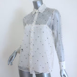 Christian Dior Polka Dot Embroidered Organza Blouse White Size 38 NEW