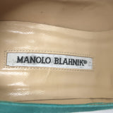 Manolo Blahnik BB 105 Pumps Aqua Suede Size 38.5 Pointed Toe Heels