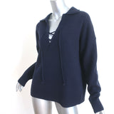 NAKED CASHMERE Eleanor Lace-Up Sweater Navy Cashmere Size Small