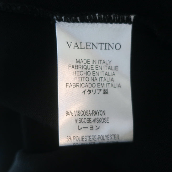 Valentino Tiered Ruffled Stretch Knit &amp; Lace Sleeveless Dress Black Size Medium