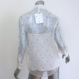 Christian Dior Polka Dot Embroidered Organza Blouse White Size 38 NEW
