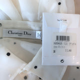 Christian Dior Polka Dot Embroidered Organza Blouse White Size 38 NEW