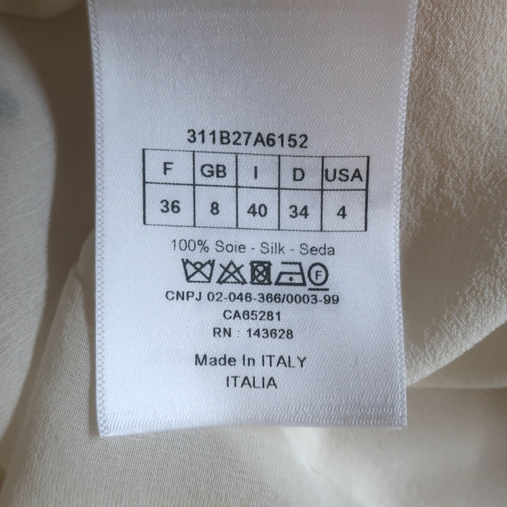 Christian Dior Polka Dot Embroidered Organza Blouse White Size 38 NEW