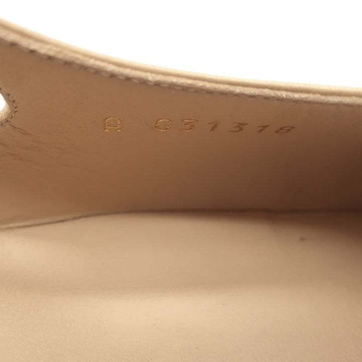 Chanel 16C Cap Toe Slingback Pumps Beige Goatskin &amp; Black Grosgrain Size 38
