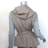 Brunello Cucinelli Mixed Media Hooded Belted Jacket Taupe/Gray Size 38