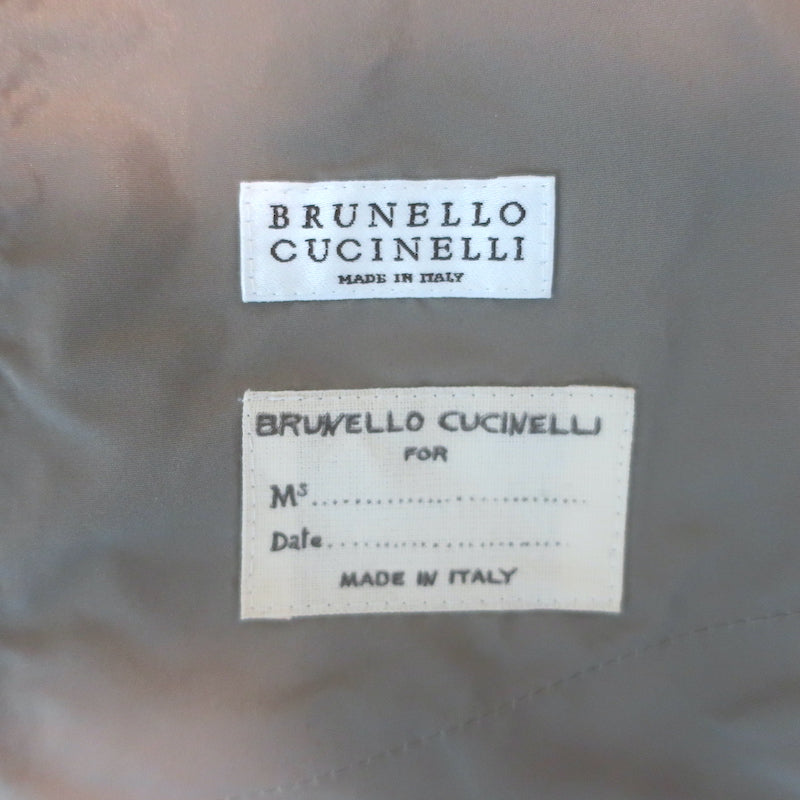 Brunello Cucinelli Mixed Media Hooded Belted Jacket Taupe/Gray Size 38