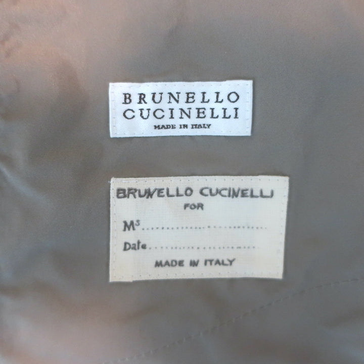 Brunello Cucinelli Mixed Media Hooded Belted Jacket Taupe/Gray Size 38
