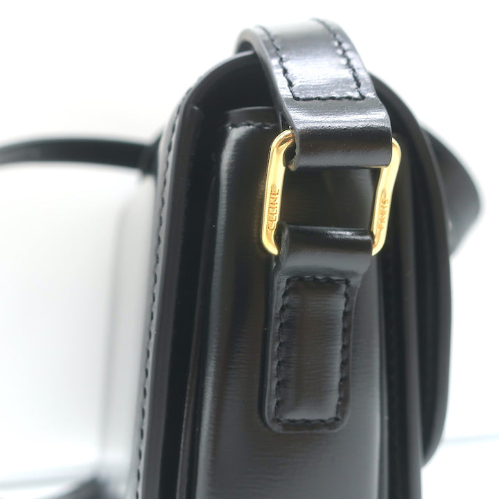 Celine Teen Triomphe Bag Black Shiny Calfskin Leather Crossbody NEW