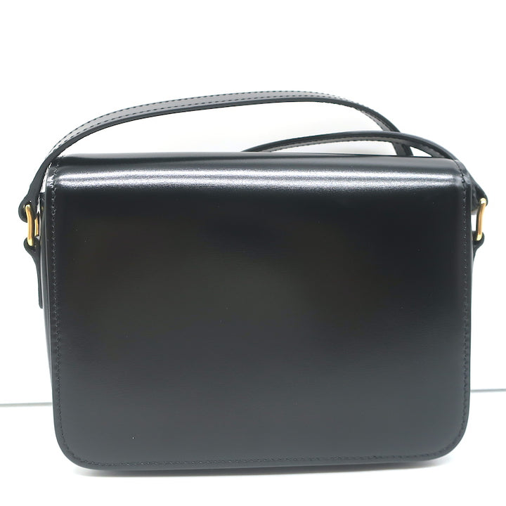Celine Teen Triomphe Bag Black Shiny Calfskin Leather Crossbody NEW
