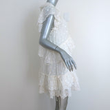 Zimmermann Ruffled Mini Dress Mae White Polka Dot Embroidered Ramie Size 1