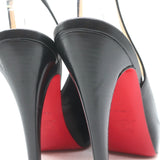 Christian Louboutin No Prive Peep Toe Slingback Pumps Black Leather Size 38.5