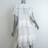 Zimmermann Ruffled Mini Dress Mae White Polka Dot Embroidered Ramie Size 1