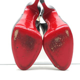 Christian Louboutin No Prive Peep Toe Slingback Pumps Black Leather Size 38.5