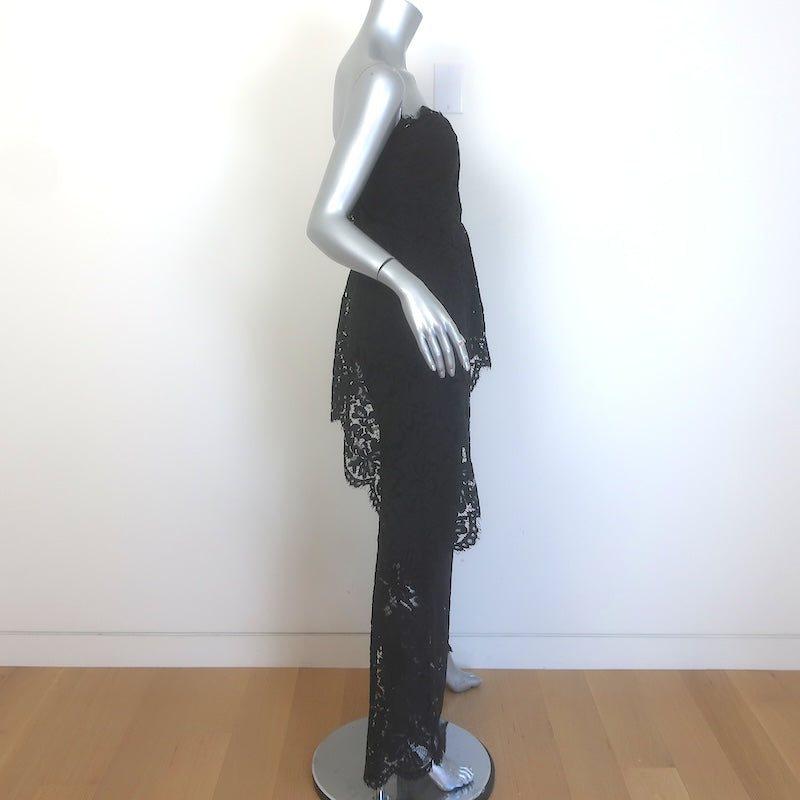 Milly Lace Cascade Gown Black Size 6 Strapless Maxi Dress NEW
