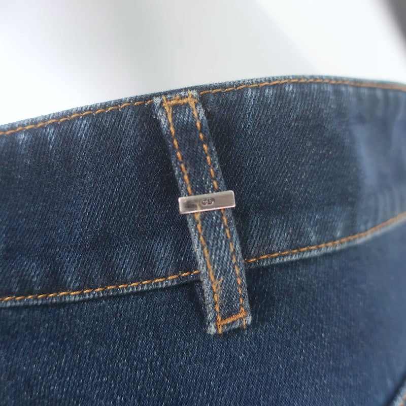 Christian Dior Denim Couture Flared Jeans Deep Blue Cotton Size US 4