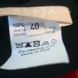 Alaia Crewneck Cardigan Black Lightweight Fleece Wool Size 40