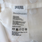 Zimmermann Ruffled Mini Dress Mae White Polka Dot Embroidered Ramie Size 1