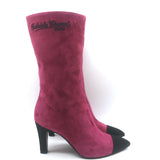 Chanel Gabrielle Cap Toe Boots Fuchsia Suede & Black Satin Size 37