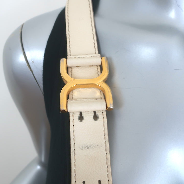 Chloe Marcie Medium Saddle Bag Cream Grained Leather Crossbody