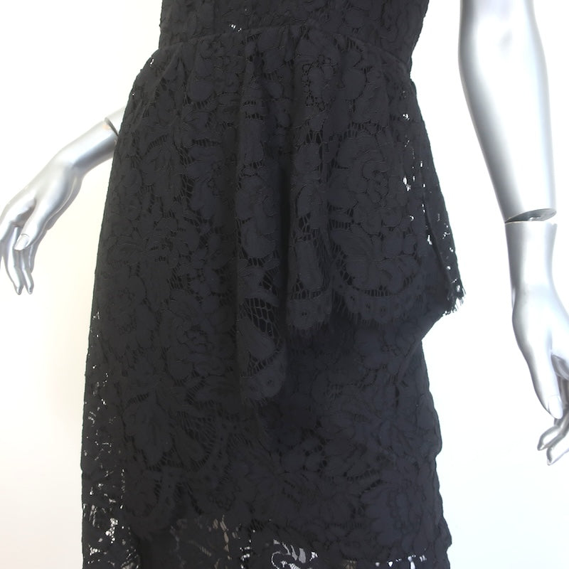 Milly Lace Cascade Gown Black Size 6 Strapless Maxi Dress NEW