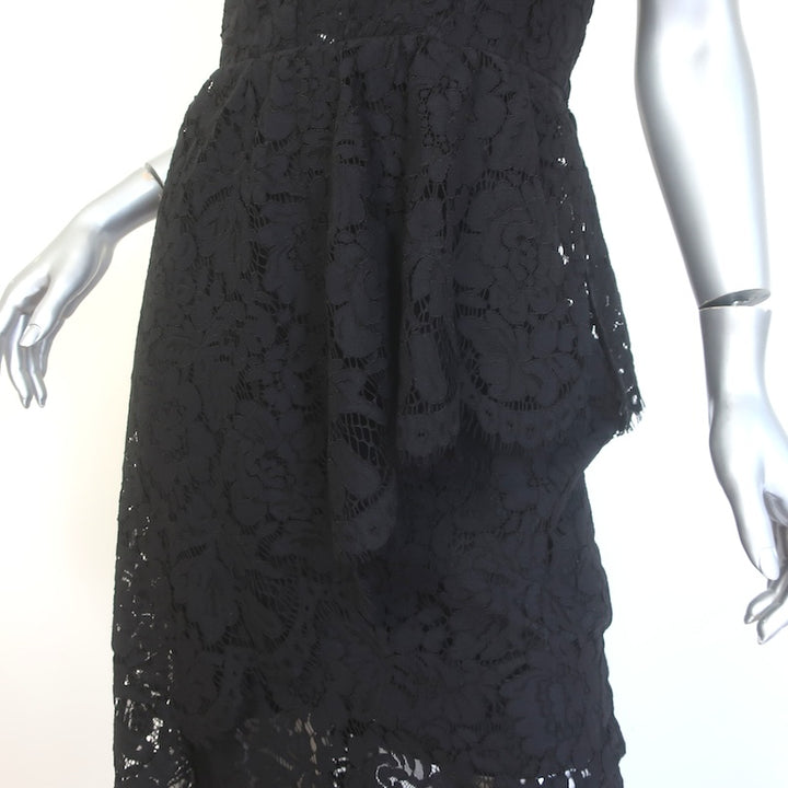 Milly Lace Cascade Gown Black Size 6 Strapless Maxi Dress NEW