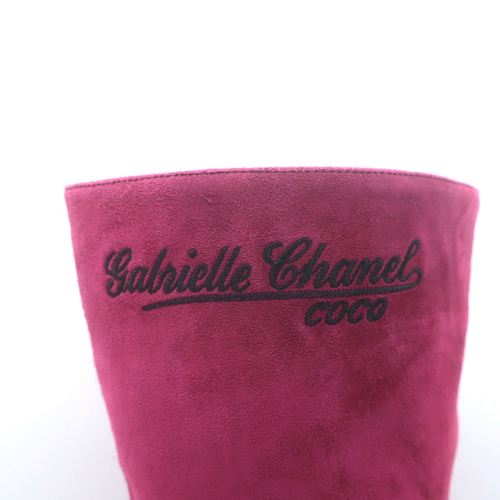 Chanel Gabrielle Cap Toe Boots Fuchsia Suede &amp; Black Satin Size 37