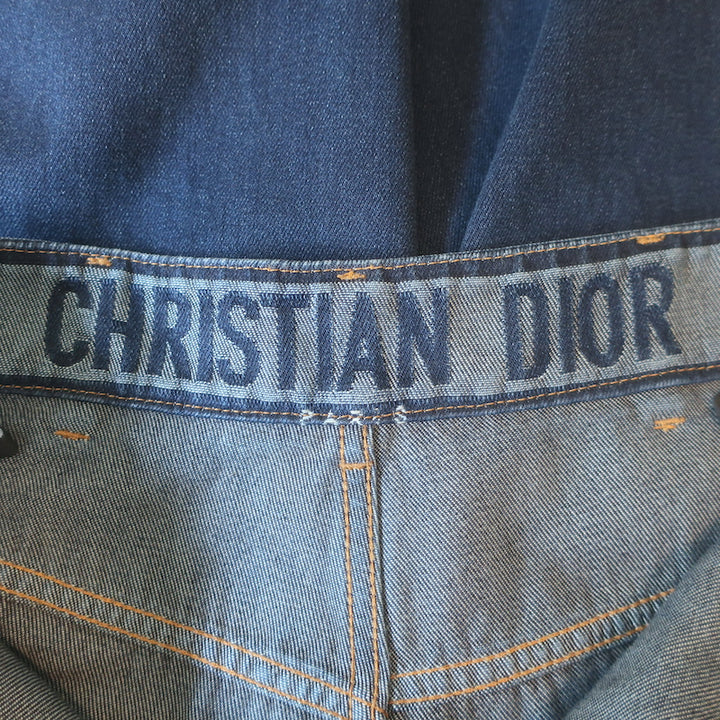 Christian Dior Denim Couture Flared Jeans Deep Blue Cotton Size US 4