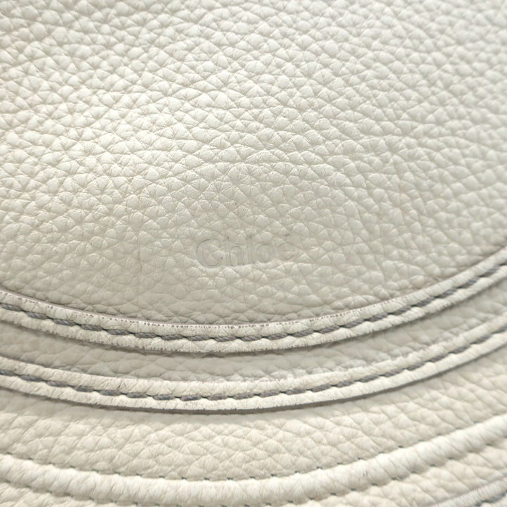 Chloe Marcie Medium Saddle Bag Cream Grained Leather Crossbody