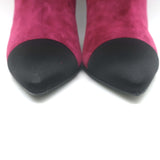Chanel Gabrielle Cap Toe Boots Fuchsia Suede & Black Satin Size 37