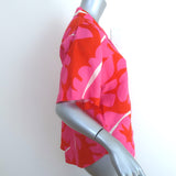 Trovata Birds of Paradis Margot Camp Shirt Pink Printed Linen Size Small